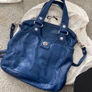 Marc Jacobs blue leather shoulder satchel